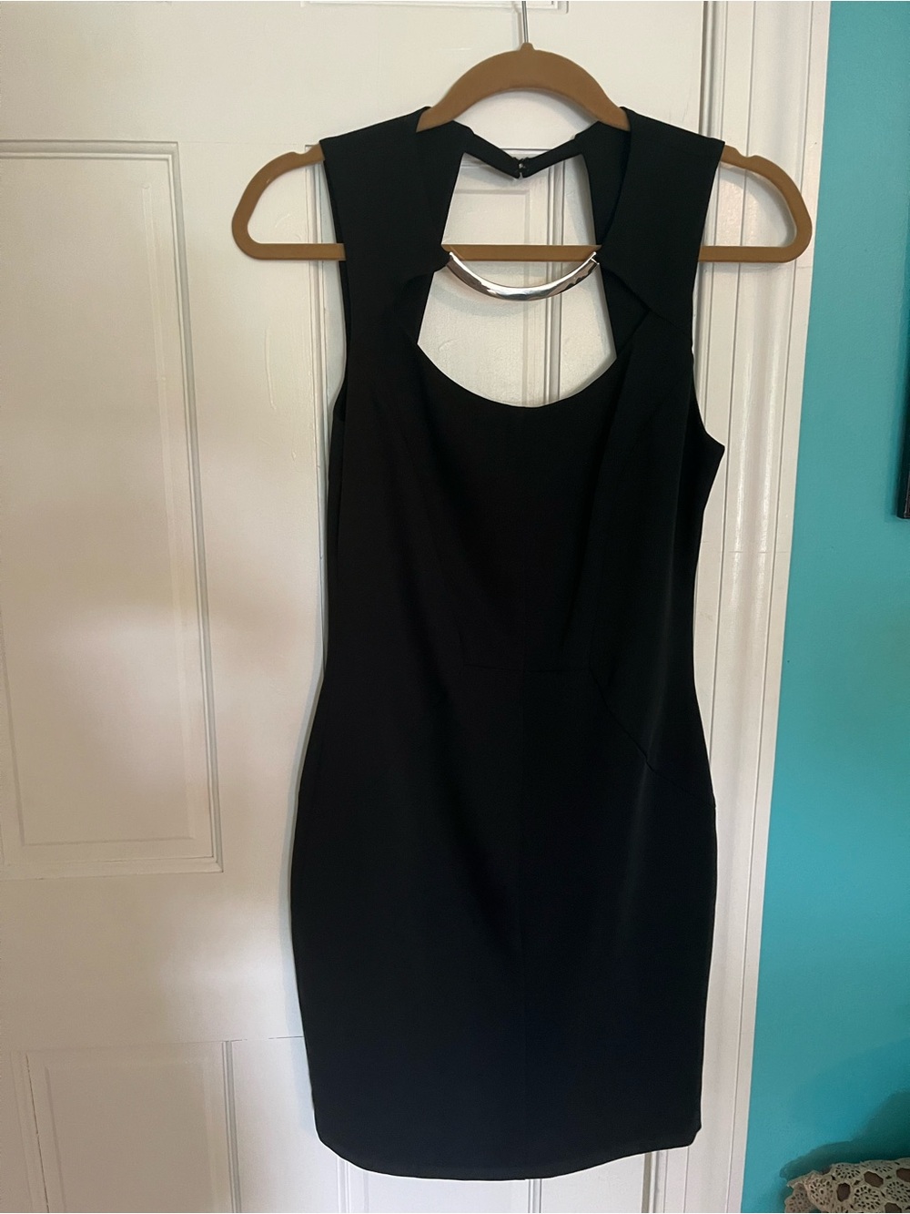 bebe Black Mini Dress with Cutout Neckline